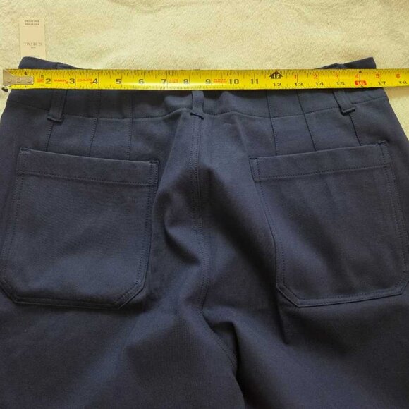 New 32 Tall Maeve x Anthropologie The Colette Ponte crop wide-leg pants in Navy - Picture 9 of 10